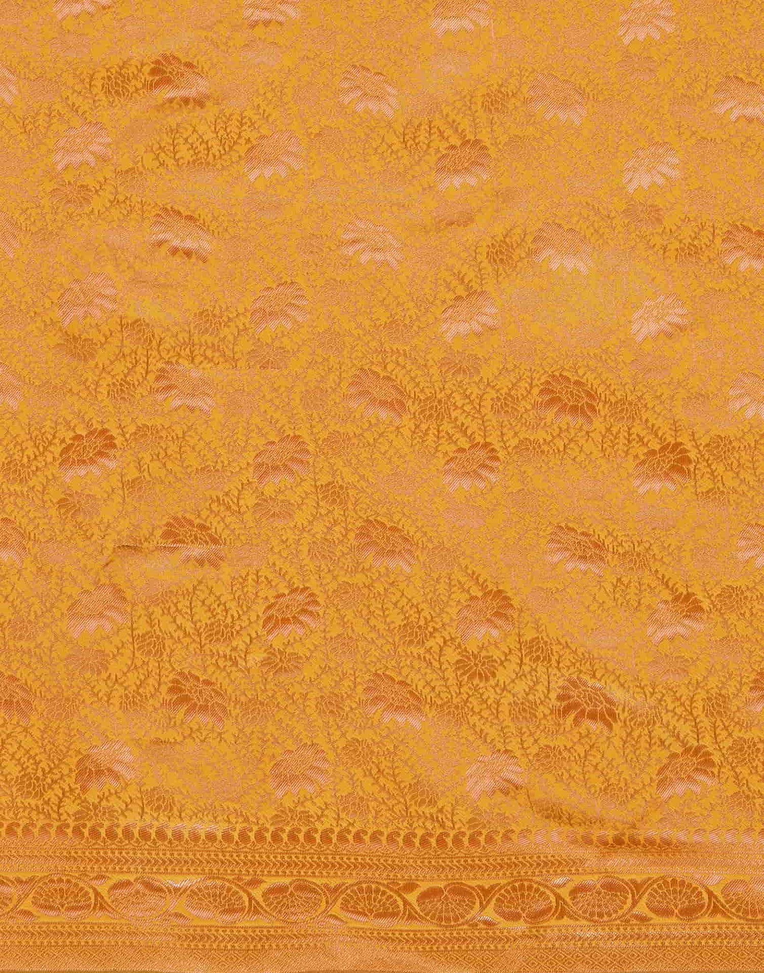 Yellow Banarasi Silk Woven Saree