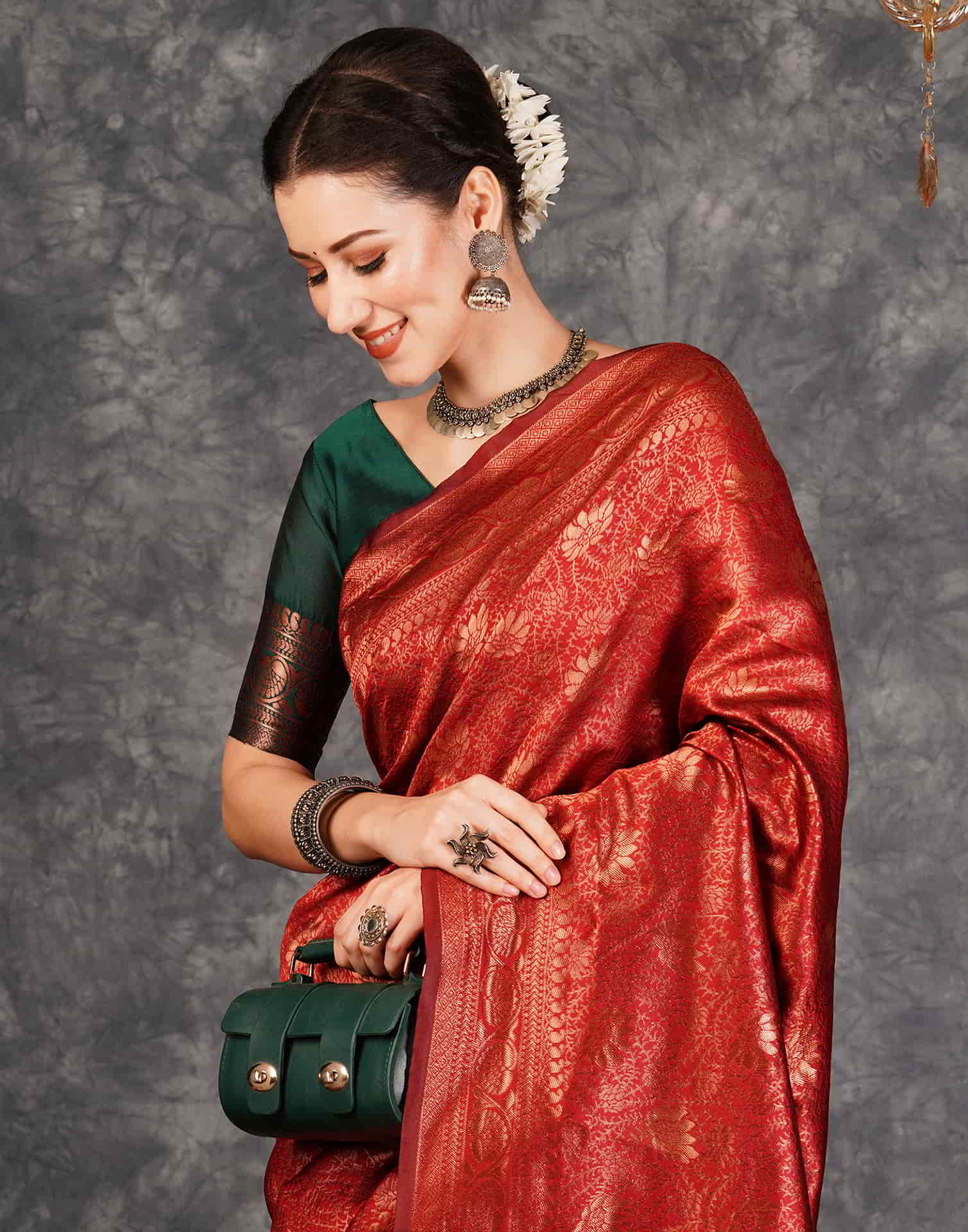 Maroon Banarasi Silk Woven Saree With Tassels