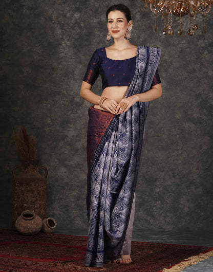 Grey Silk Woven Banarasi Saree