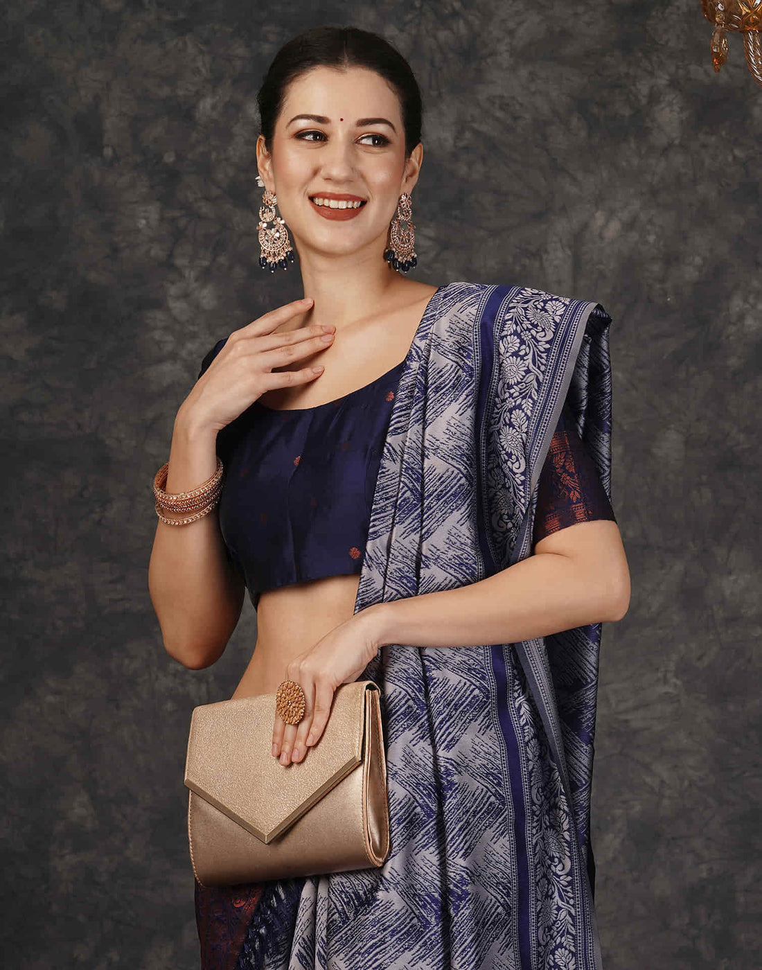 Grey Silk Woven Banarasi Saree