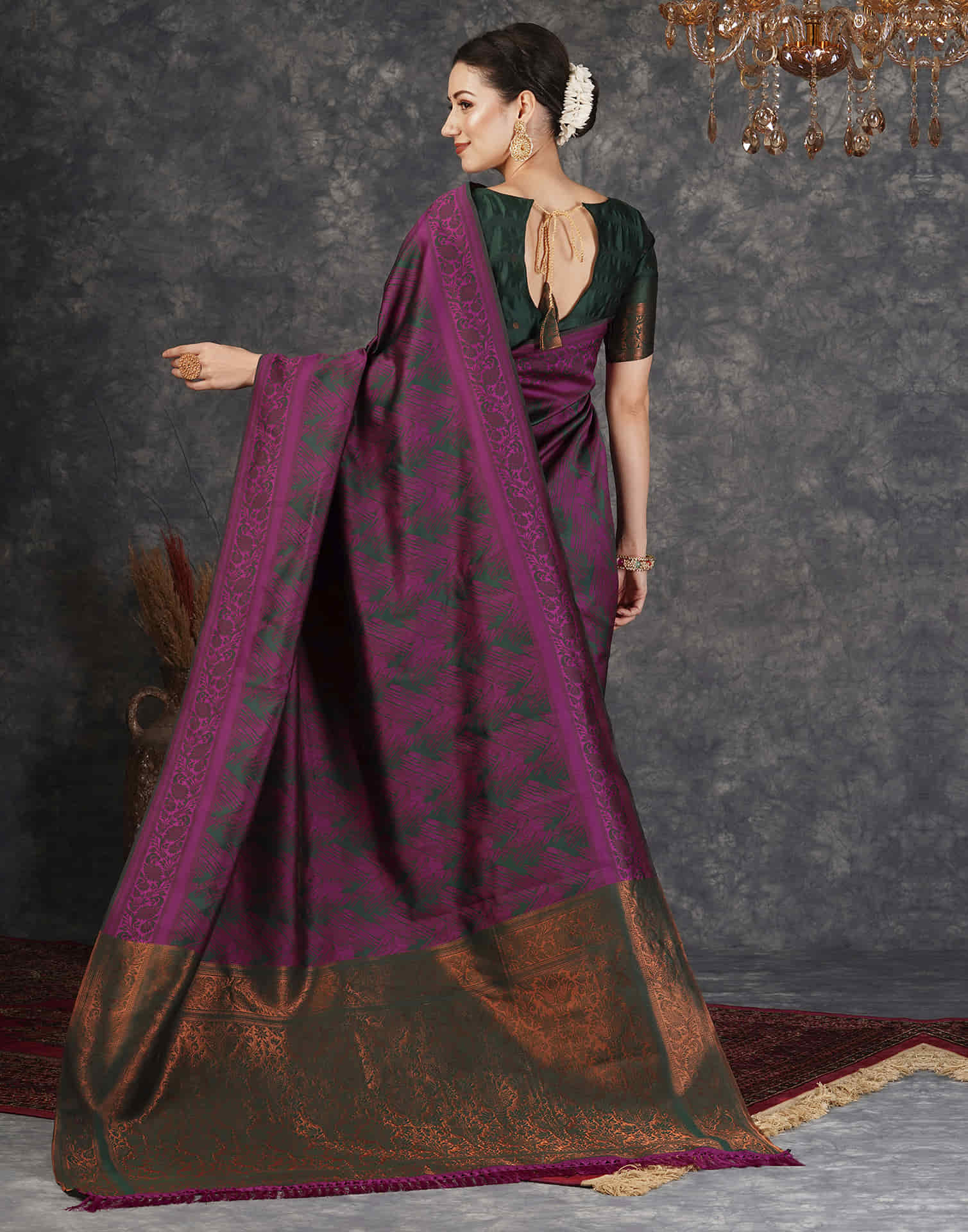 Magenta Silk Woven Banarasi Saree