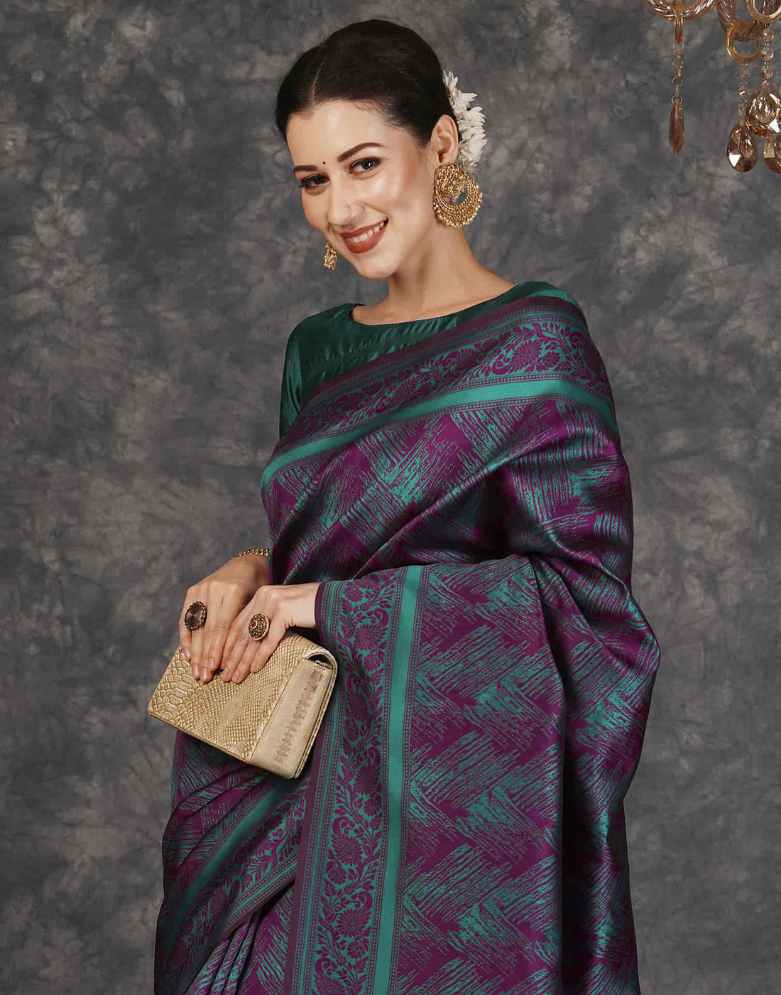 Teal Green Silk Woven Banarasi Saree