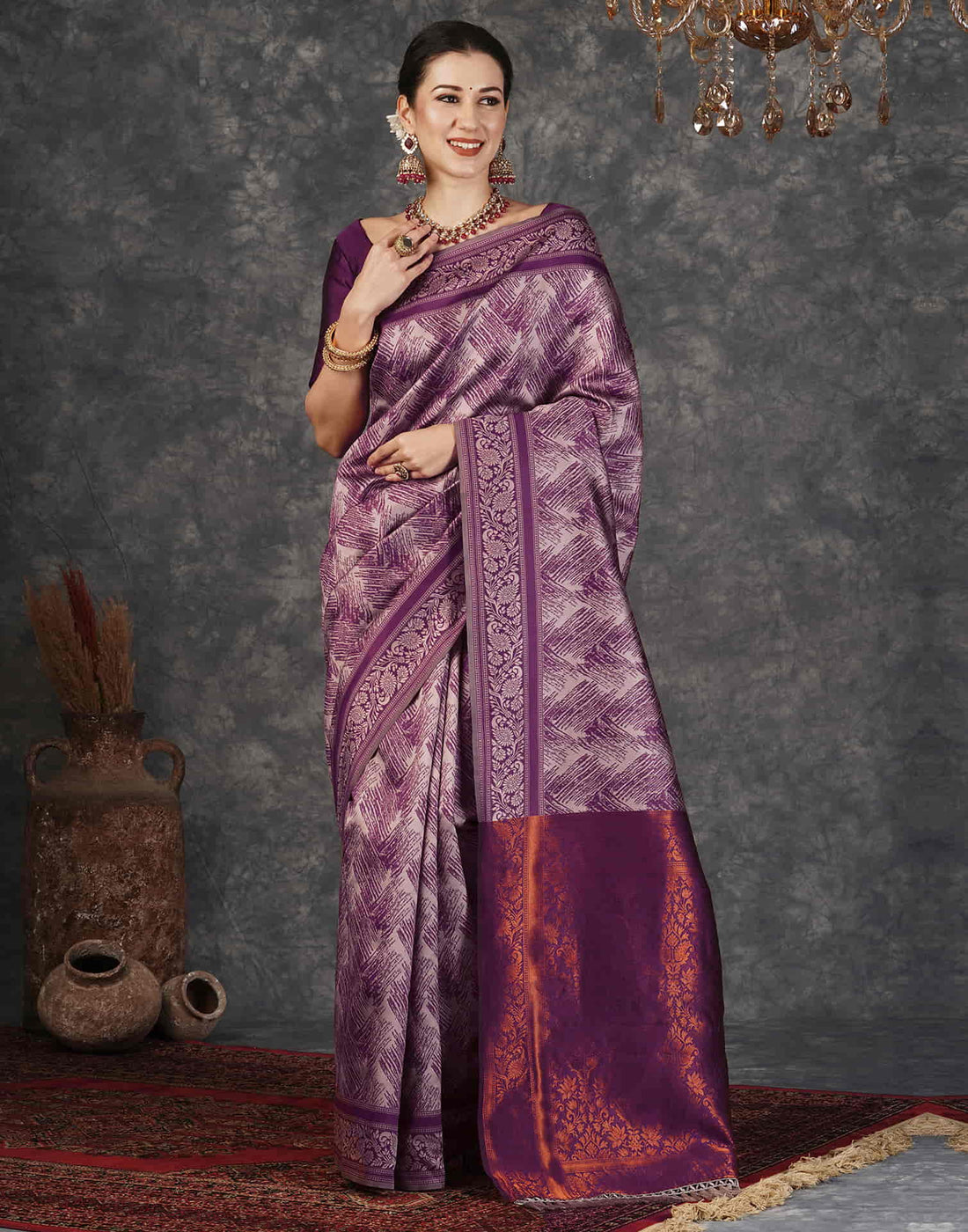 Light Purple Silk Woven Banarasi Saree