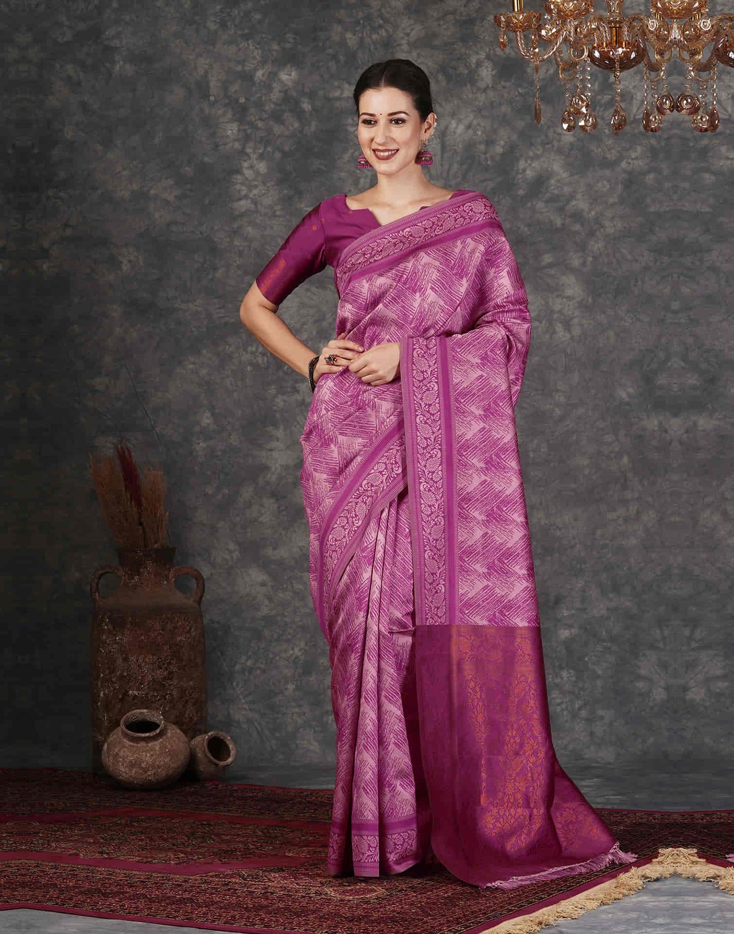 Light Pink Silk Woven Banarasi Saree