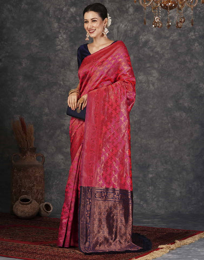 Pink Banarasi Silk Woven Saree