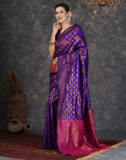 Purple Banarasi Silk Woven Saree