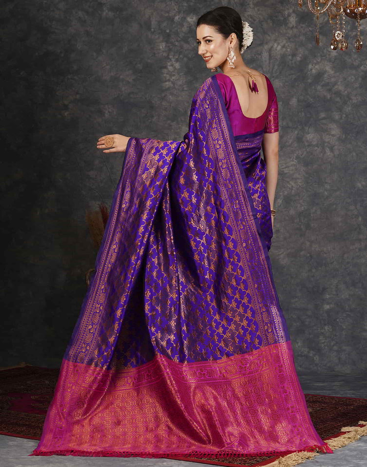 Violet Silk Woven Banarasi Saree