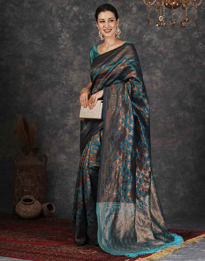 Blue Banarasi Silk Woven Saree