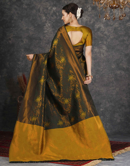 Dark Green Silk Woven Banarasi Saree