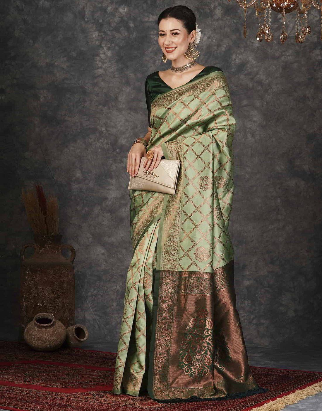 Green Banarasi Silk Woven Saree