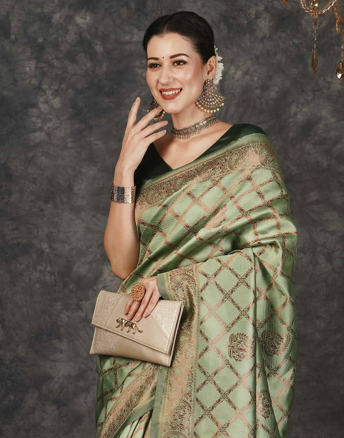 Green Banarasi Silk Woven Saree