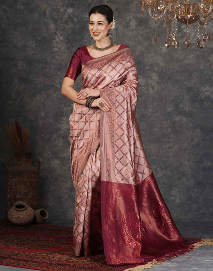 Pink Banarasi Silk Woven Saree