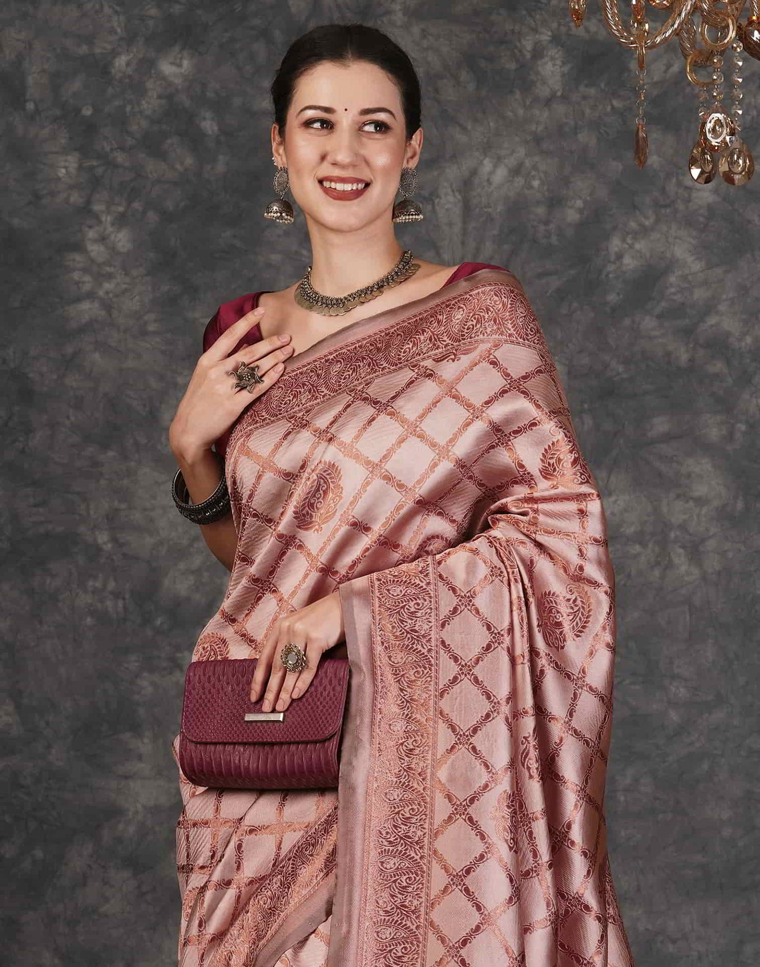 Pink Banarasi Silk Woven Saree