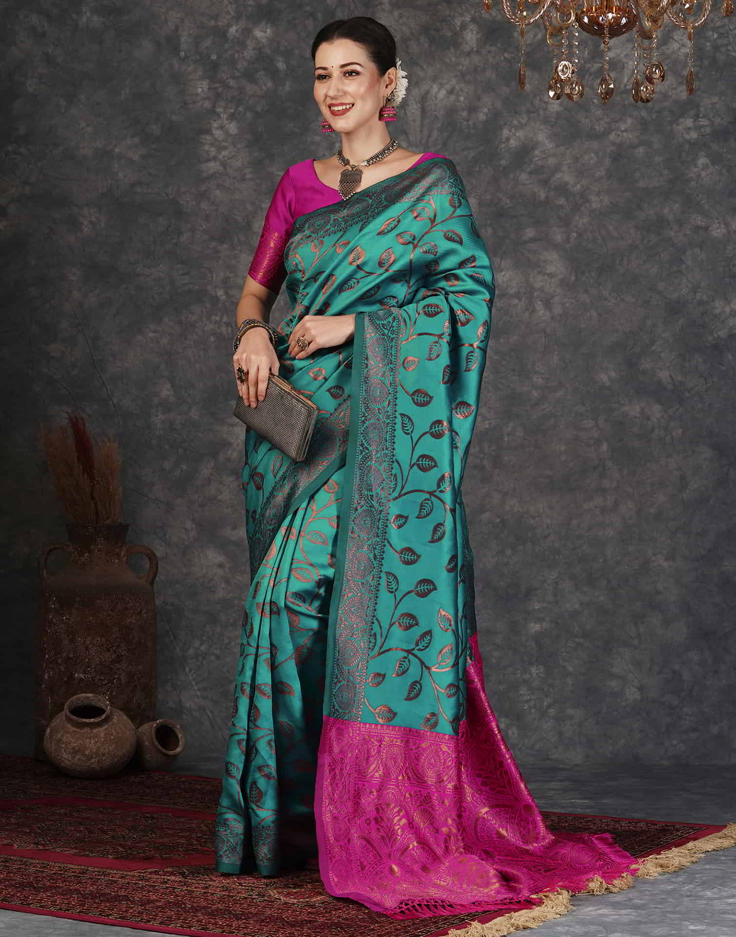 Green Banarasi Silk Woven Saree