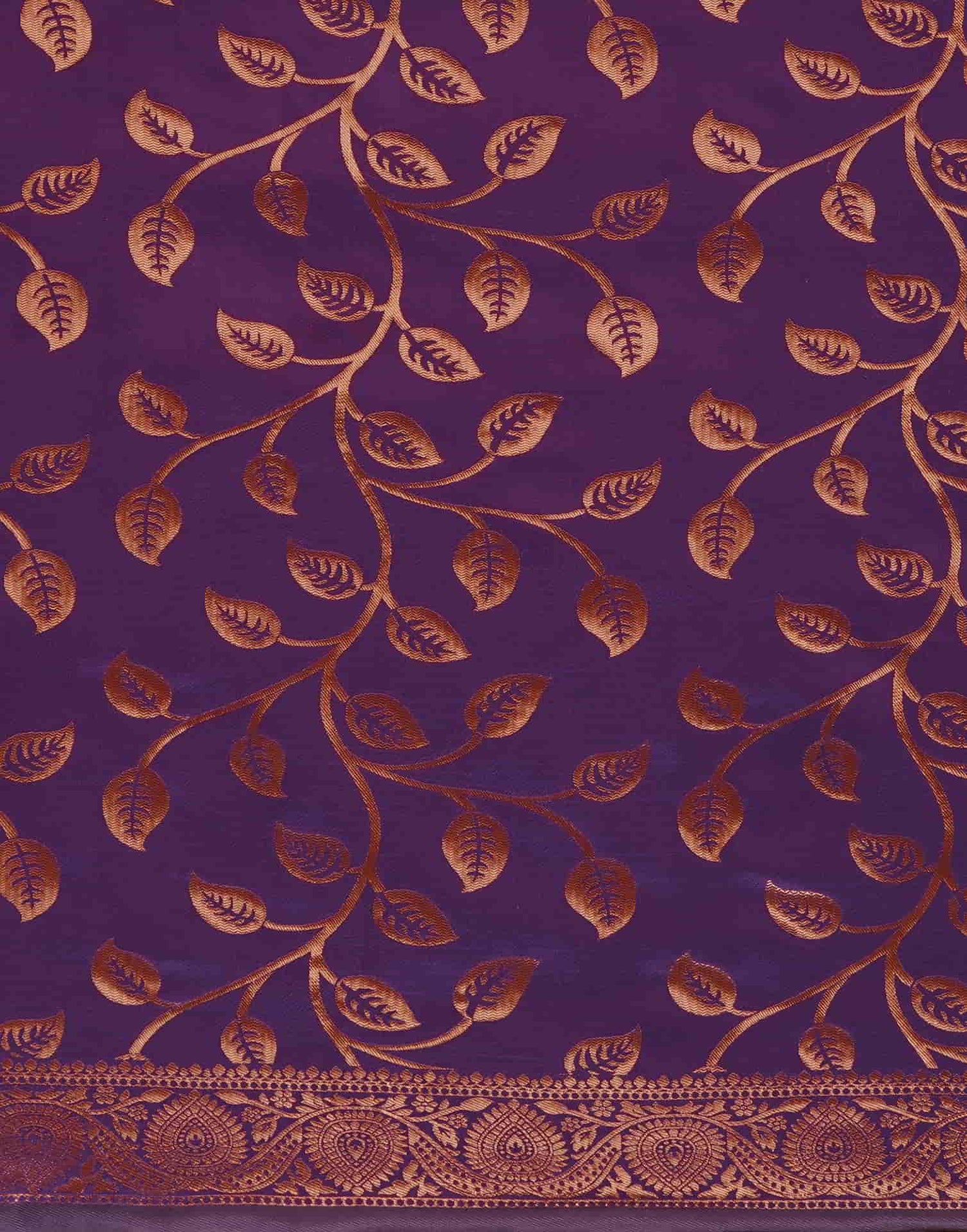 Purple Banarasi Silk Woven Saree With Tassels