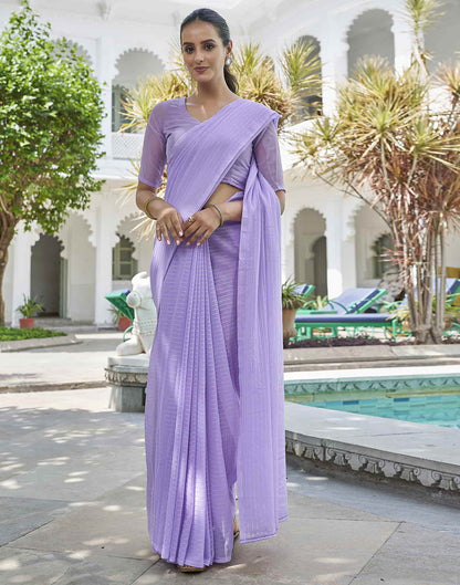 Lavender Leheriya Georgette Plain Saree