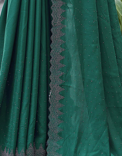 Green Swarovski Satin Plain Saree