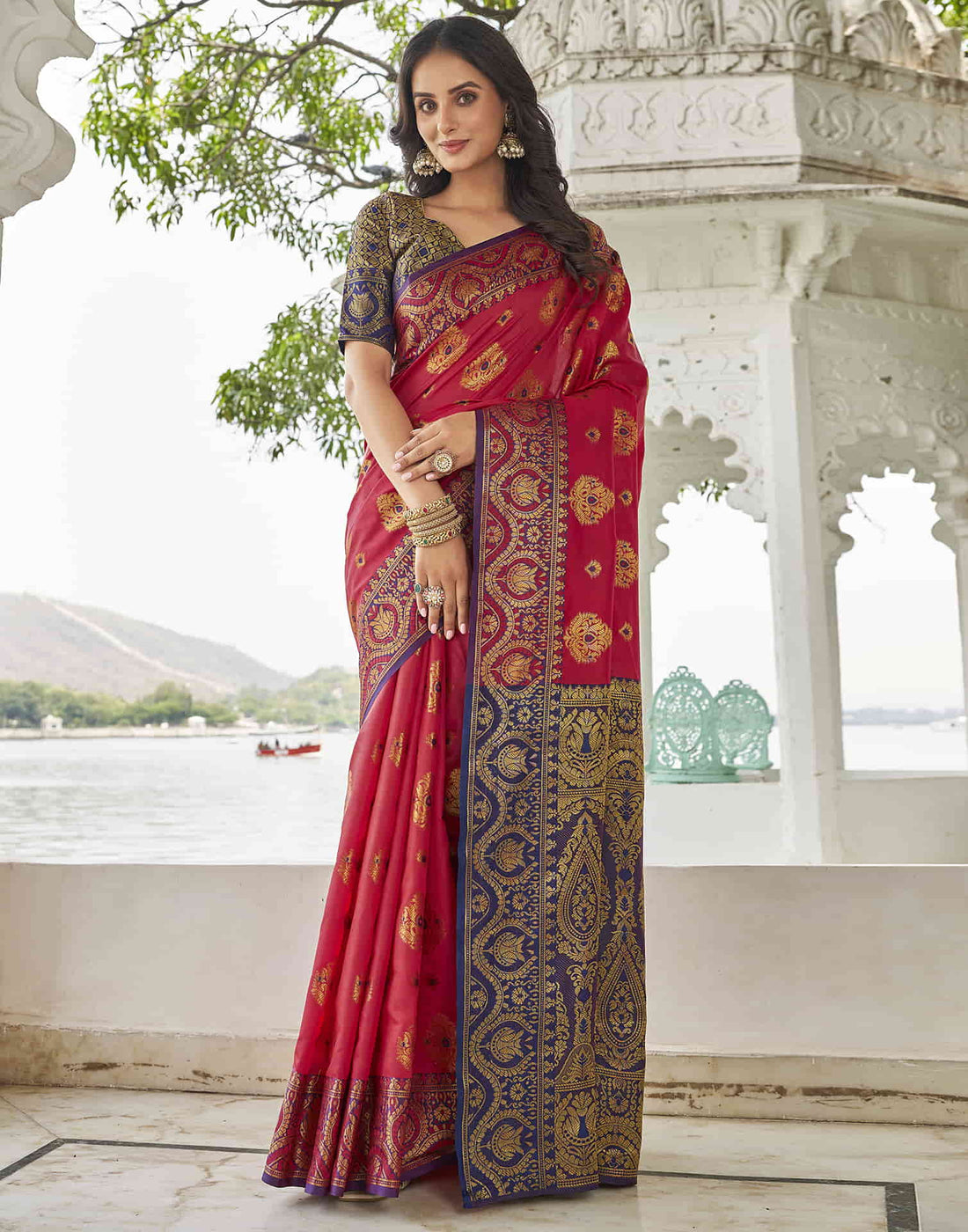 Red Banarasi Woven Silk Saree