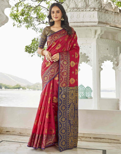 Red Banarasi Woven Silk Saree