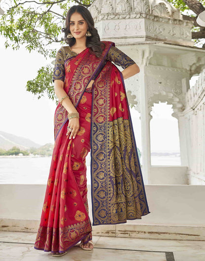 Red Banarasi Woven Silk Saree