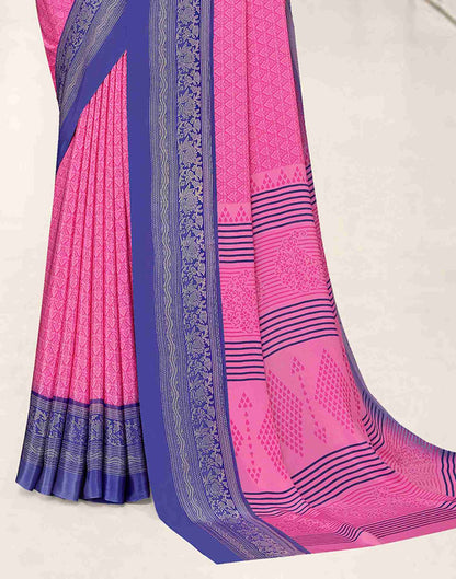 Light Pink Polyester Geometric Printed Saree