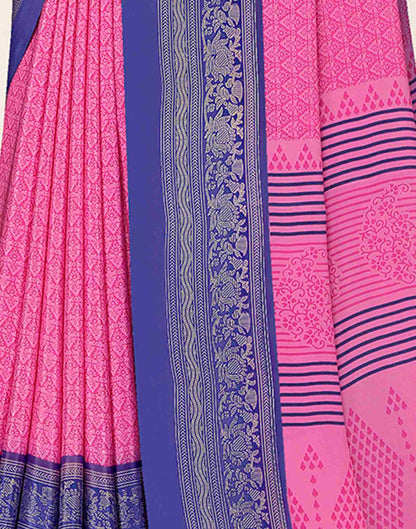 Light Pink Polyester Geometric Printed Saree