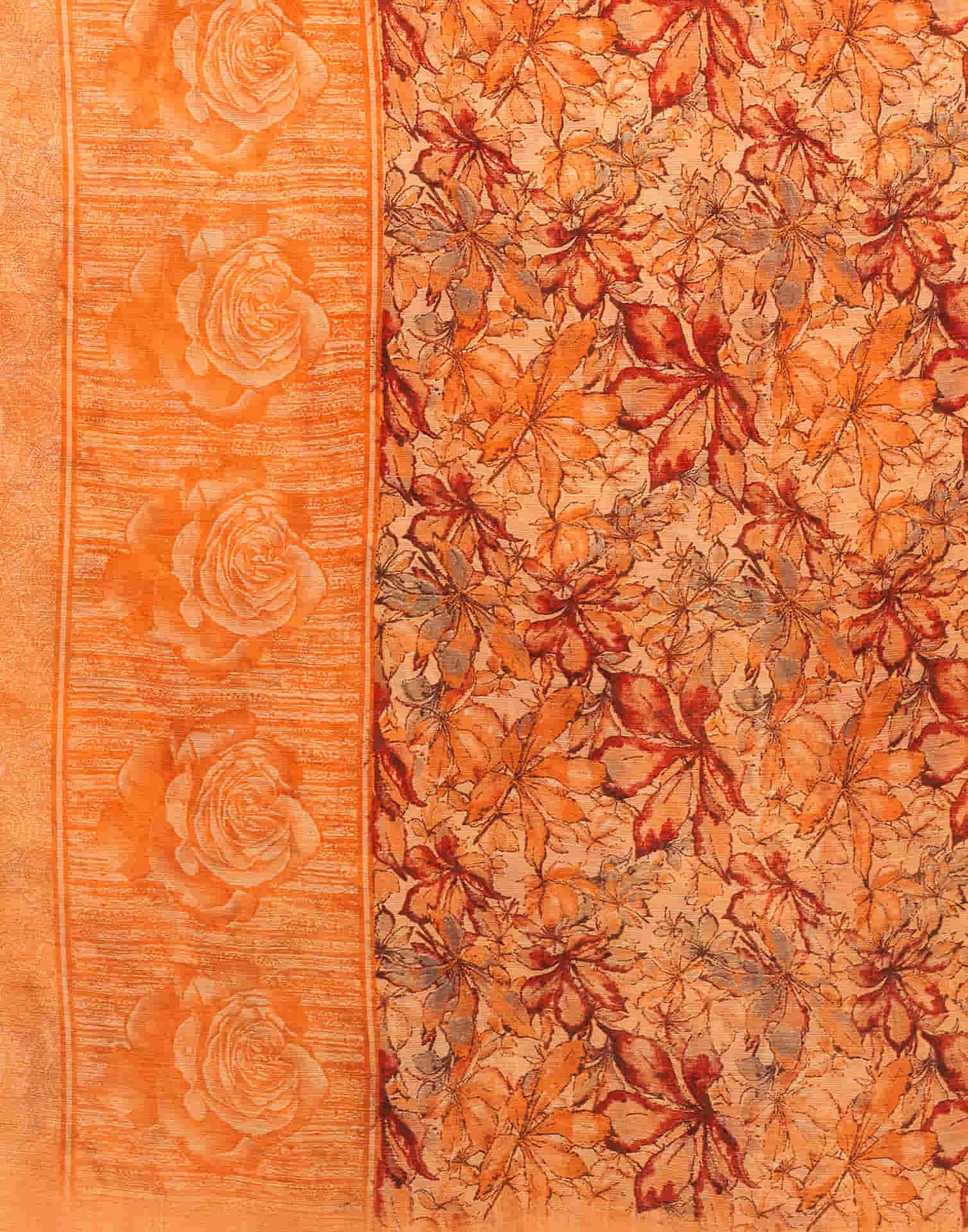 Light Orange Chiffon Printed Saree