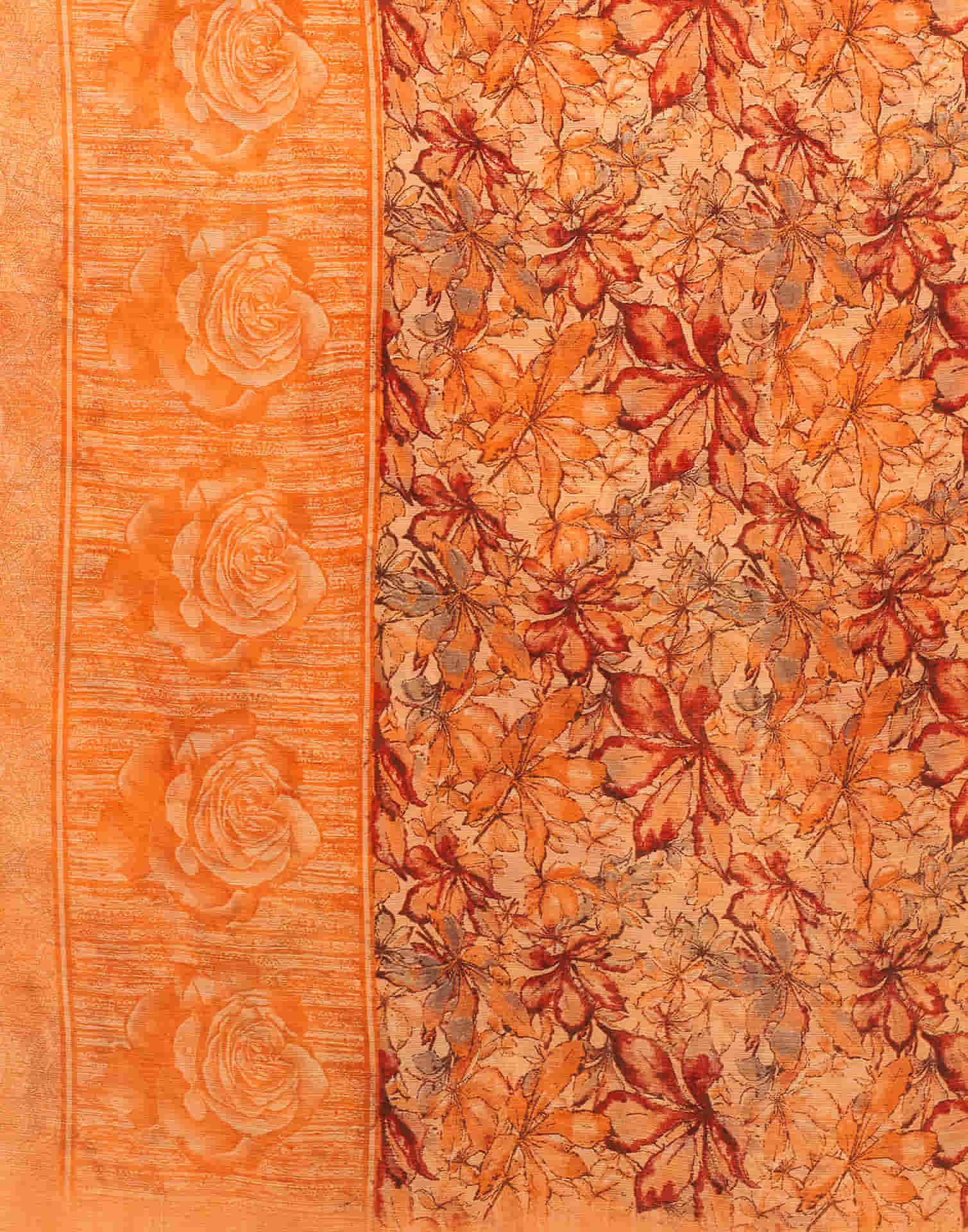 Light Orange Chiffon Printed Saree