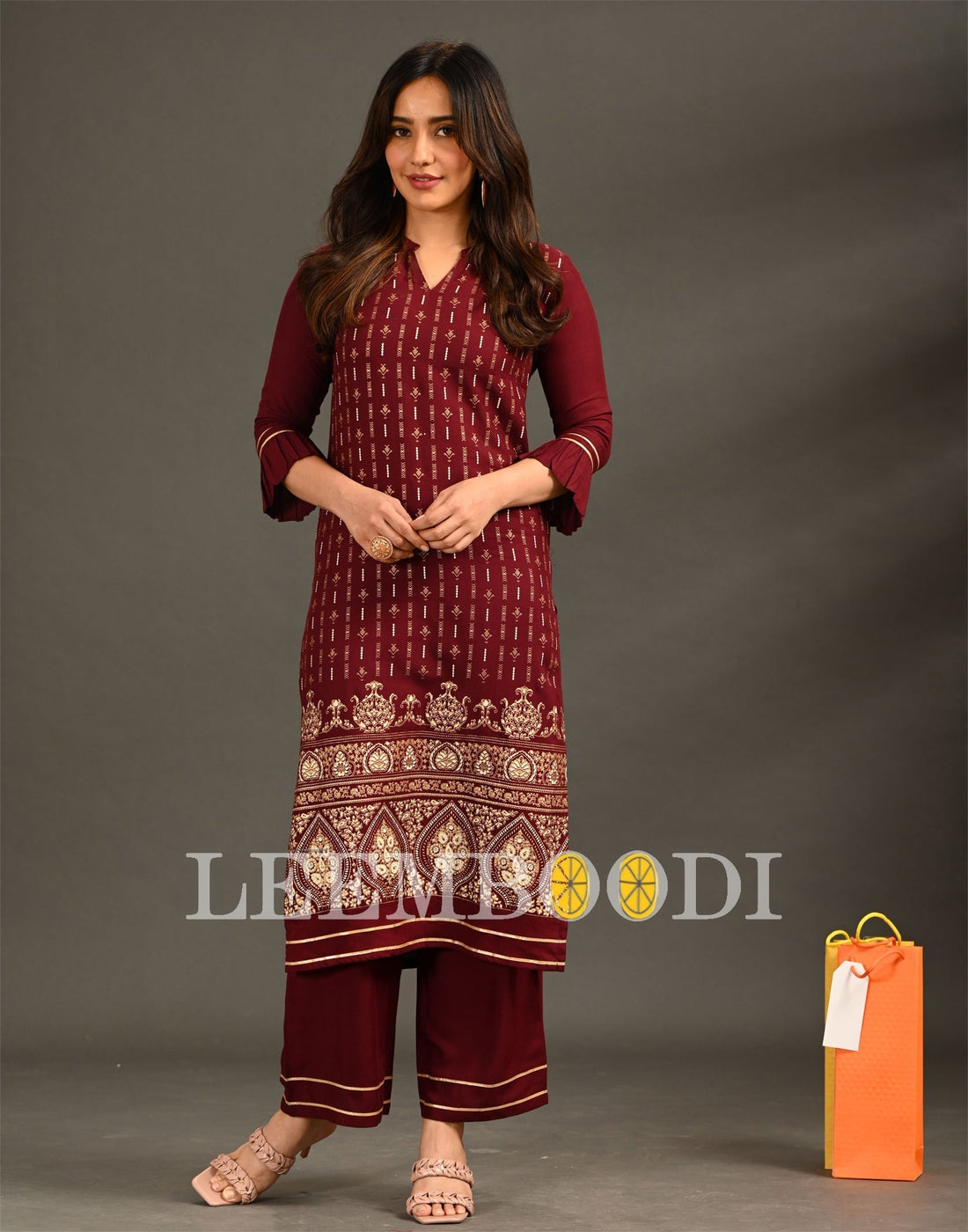 Dark Maroon Pigment Print Kurti | Sudathi