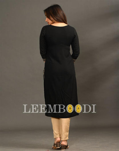 Black Rayon Embroidered Kurti | Sudathi