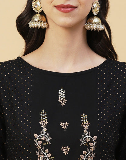 Black Rayon Embroidered Kurti | Sudathi