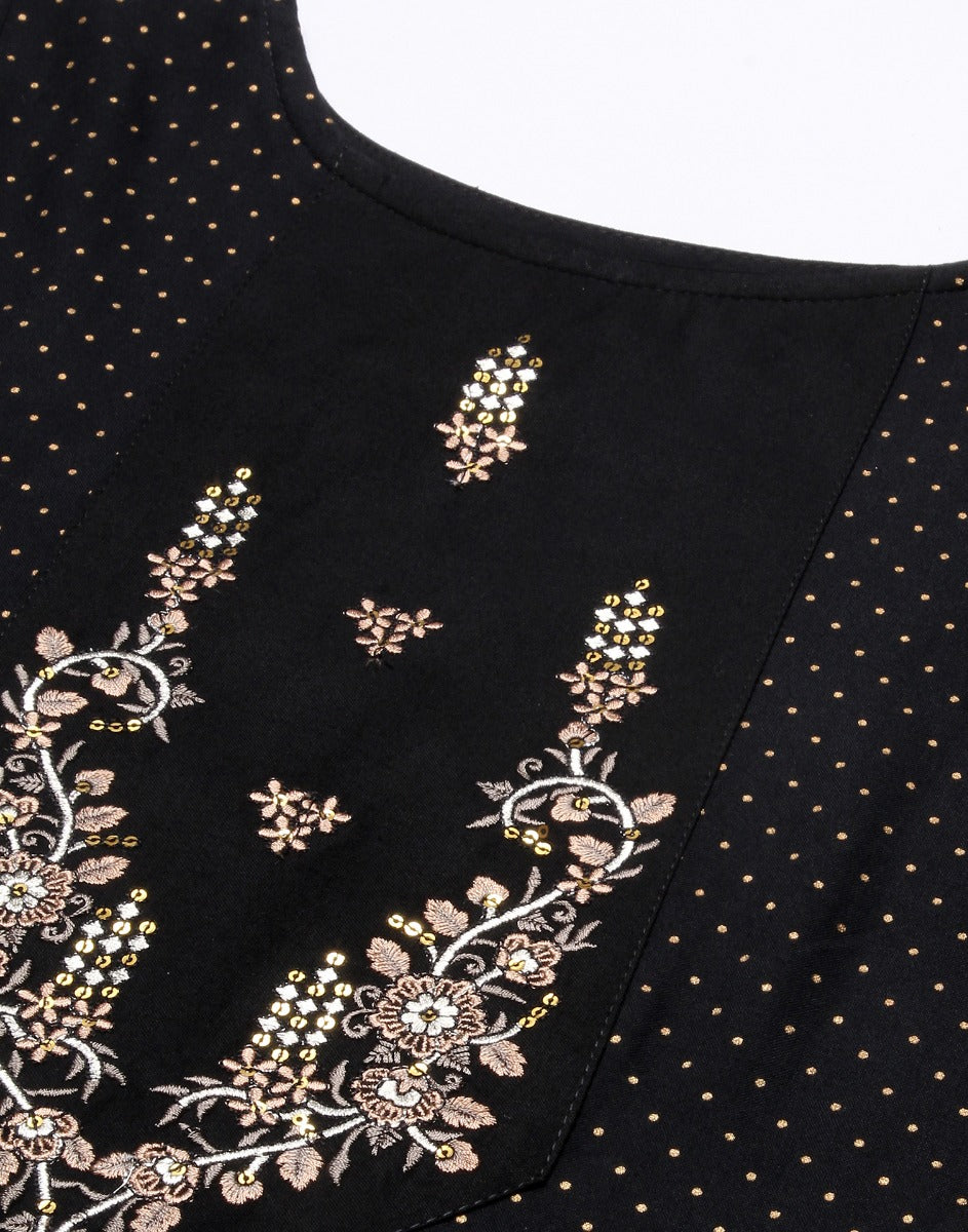 Black Rayon Embroidered Kurti | Sudathi