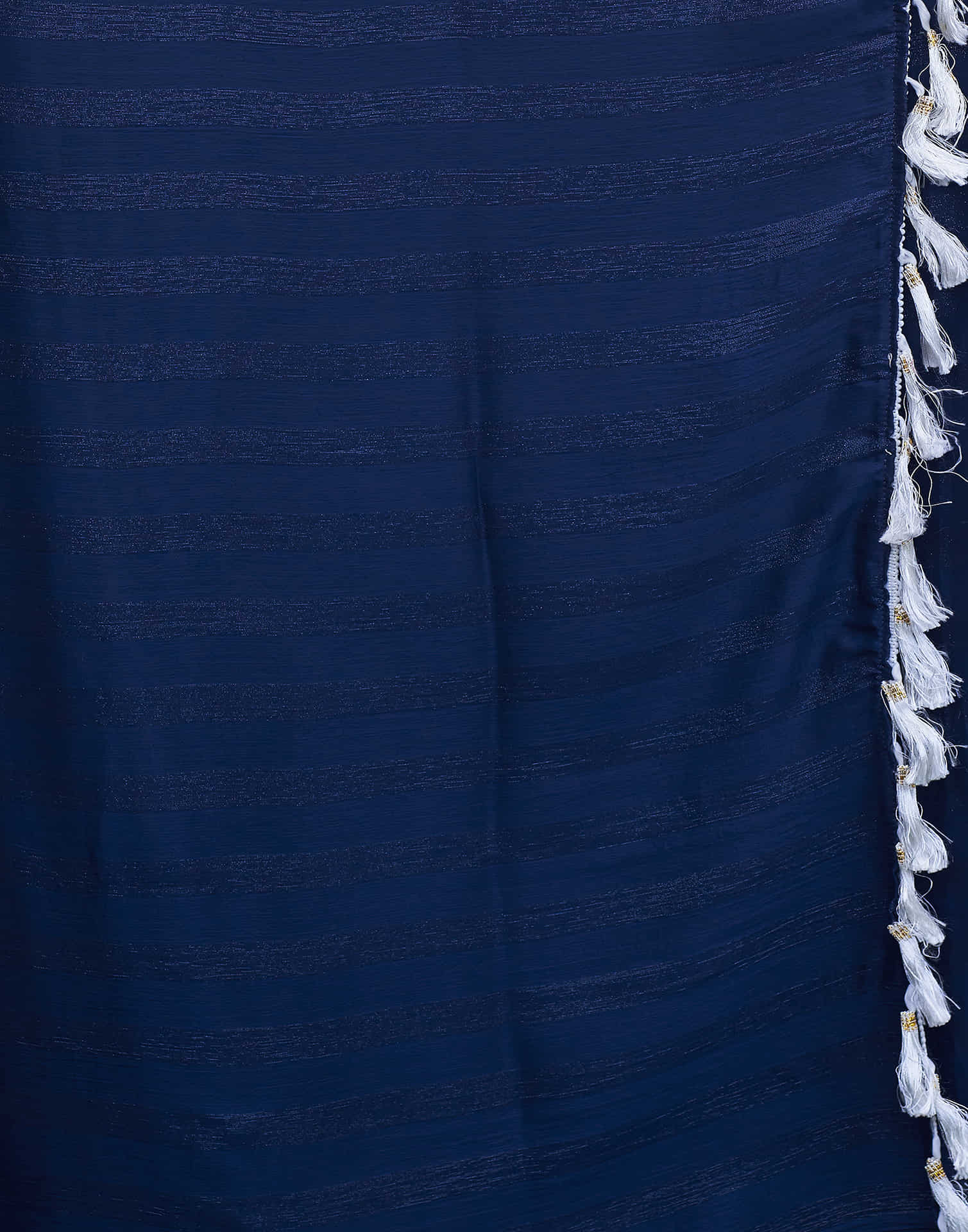 Navy Blue Chiffon Zari Plain Saree