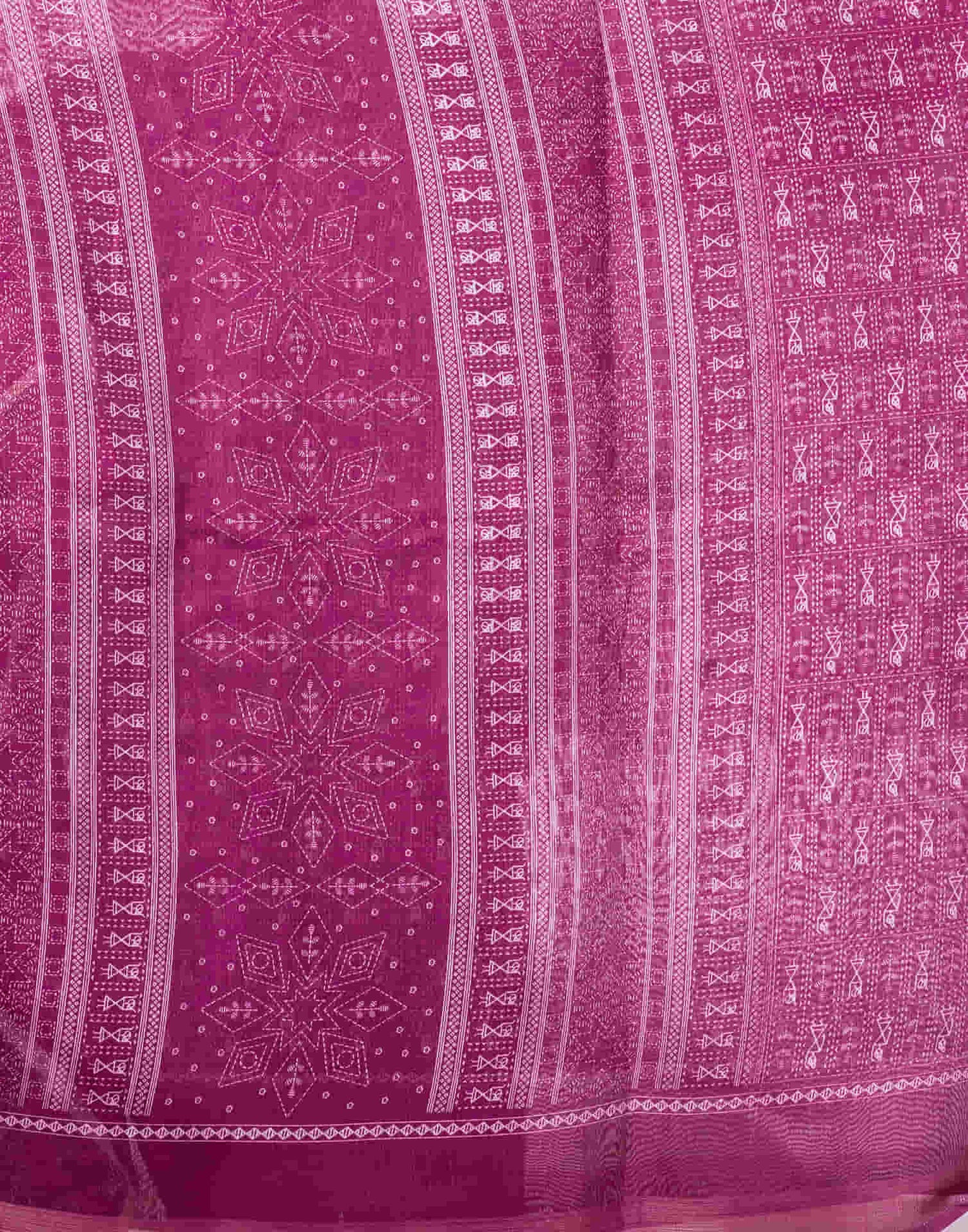 Rani Pink Cotton Printed Saree