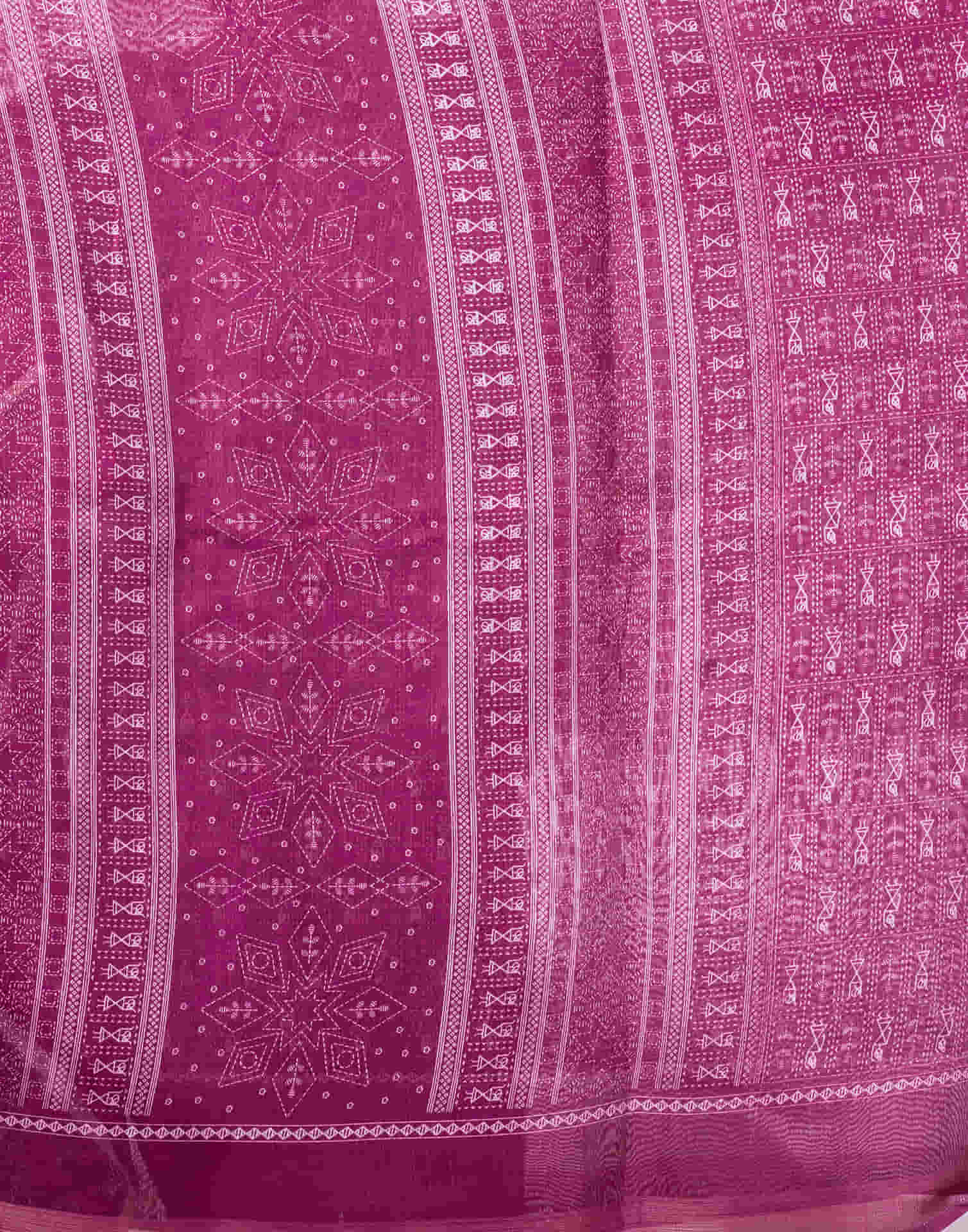 Rani Pink Cotton Printed Saree