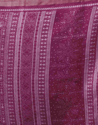 Wine Cotton Printed Saree