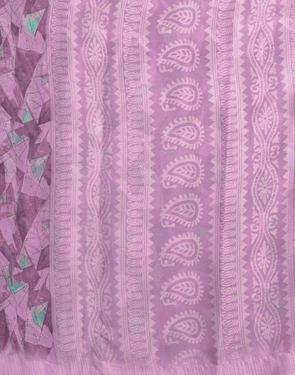 Light Purple Chiffon Printed Saree