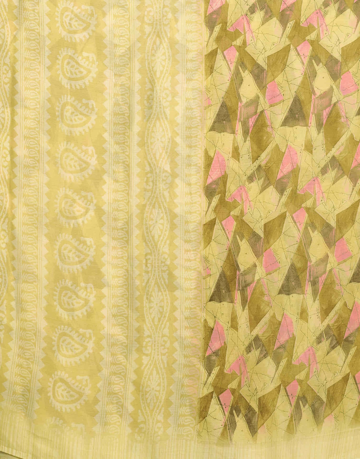 Light Yellow Chiffon Printed Saree