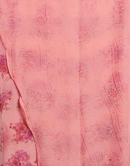 Light Punch Pink Chiffon Printed Saree