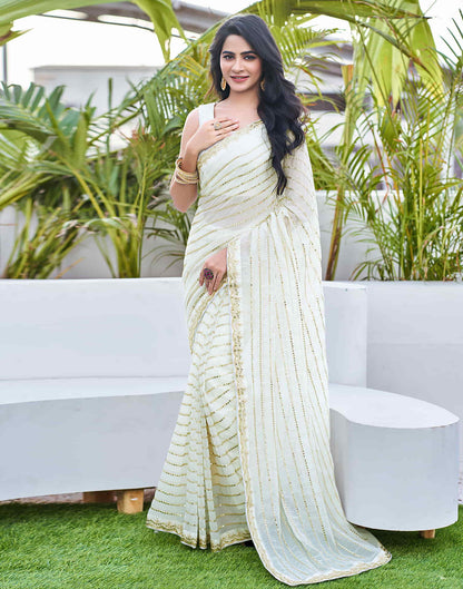 Off White Georgette Sequence Saree