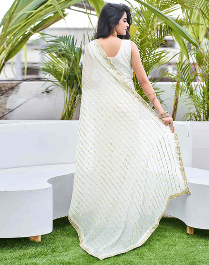 Off White Georgette Sequence Saree