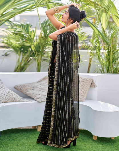 Black Georgette Sequence Saree