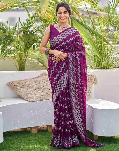 Dark Purple Georgette Sequence Saree