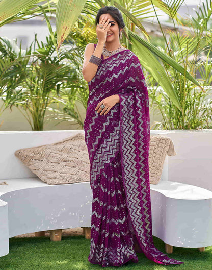 Dark Purple Georgette Sequence Saree