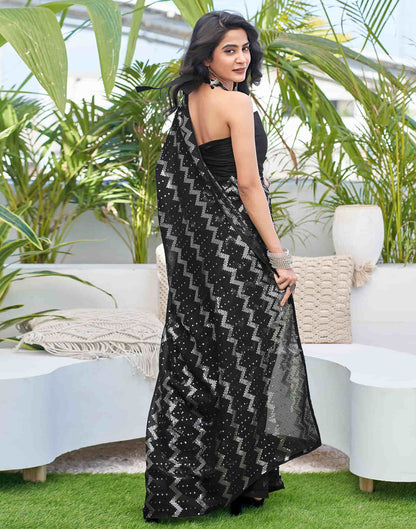 Black Georgette Sequence Saree