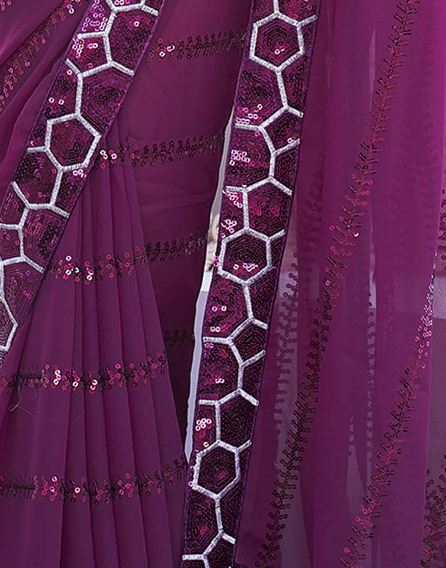 Dark Purple Georgette Sequence Saree