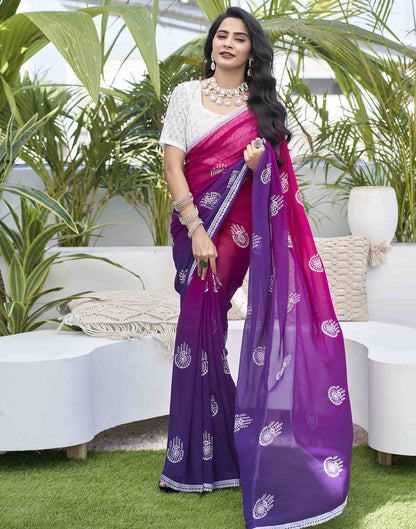 Violet Georgette Sequence Swarovski Saree