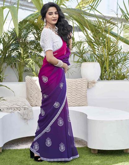 Violet Georgette Sequence Swarovski Saree