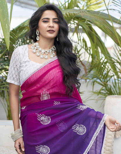 Violet Georgette Sequence Swarovski Saree