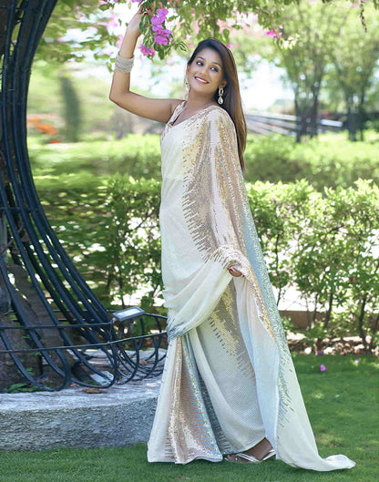 White Georgette Sequence Saree